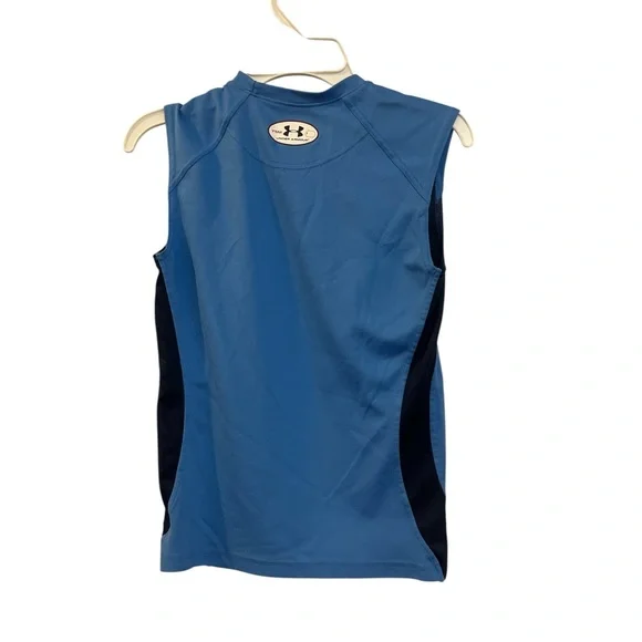 Boy’s Under Armour Sz YSM Shirt Heatgear Blue Sleeveless Small Tank Top - Picture 2 of 4